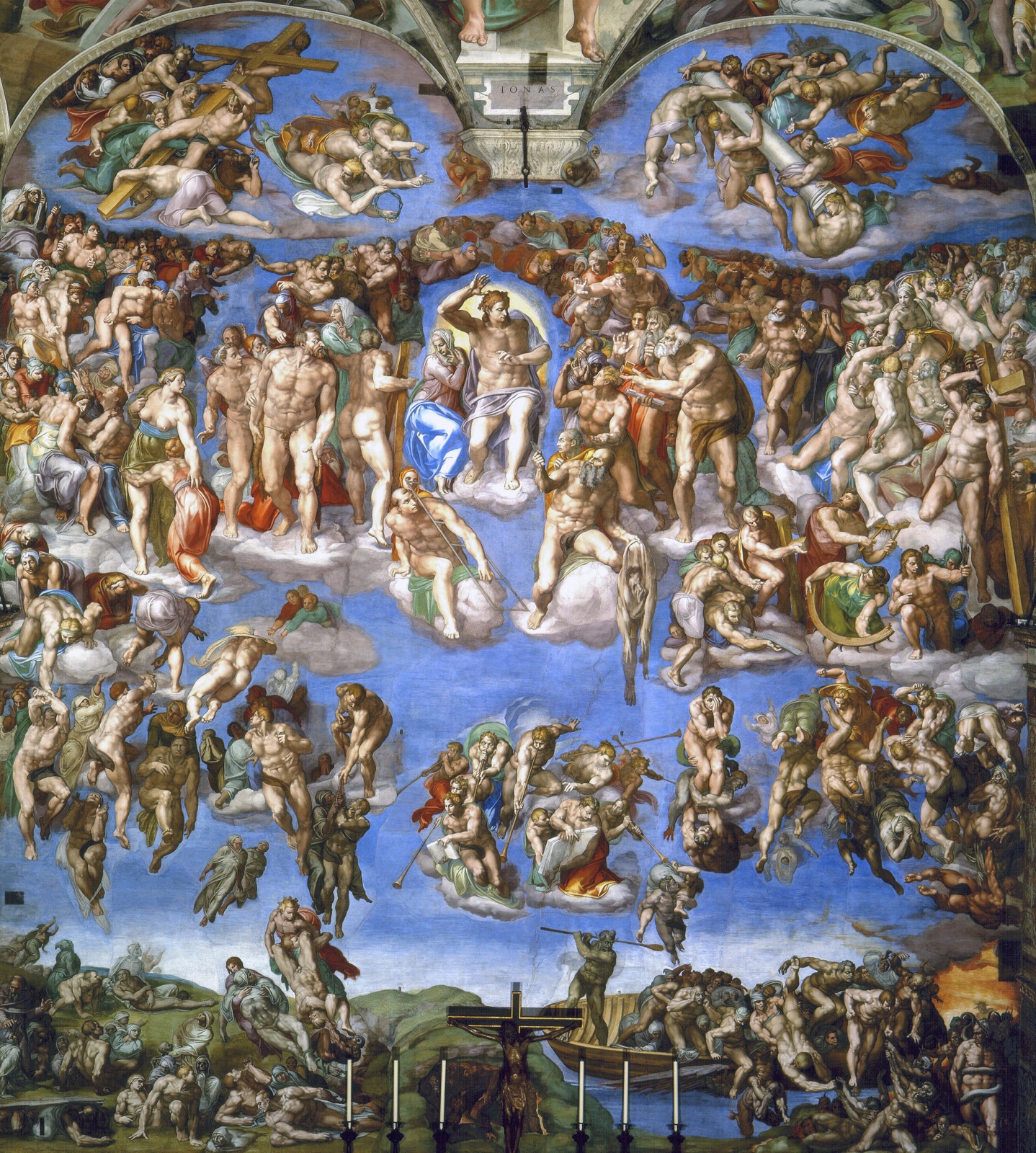 Annotated details from The Last Judgement by Michelangelo